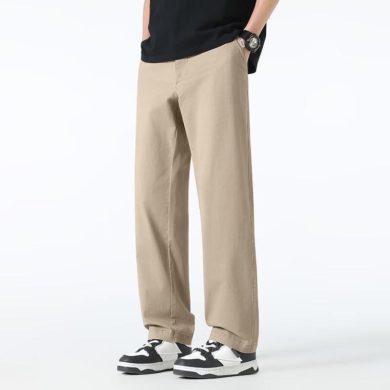 Fingercroxx Men's Washed Cotton Straight-Leg Casual Pants