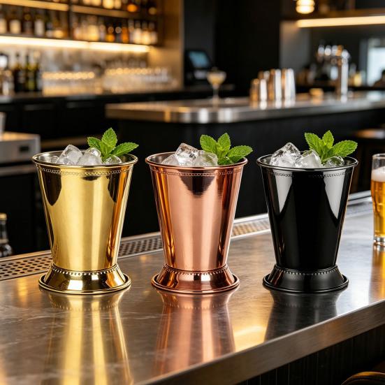 Cocktail Glass Stainless Steel Julep Cups 400ml Reusable Southern-style Wine Glass Elegant Metal Drinkware for Home Bar
