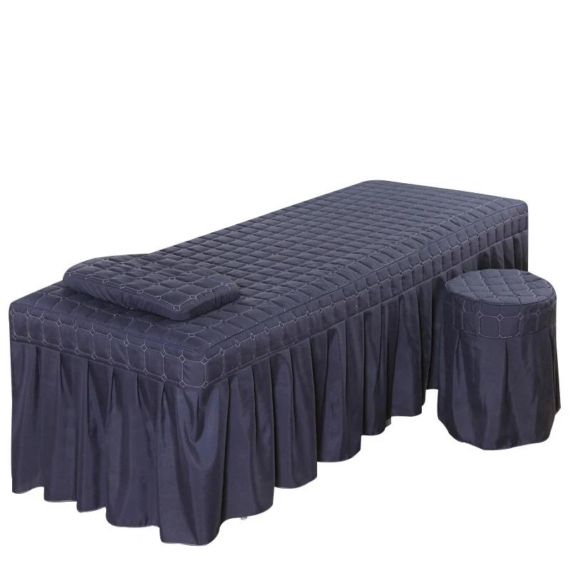 Square Head Quilted Thicken Beauty Salon Lash Massage Table Bed Skirt Mattress Cover SPA Treatment with Face Breath Hole Sheet