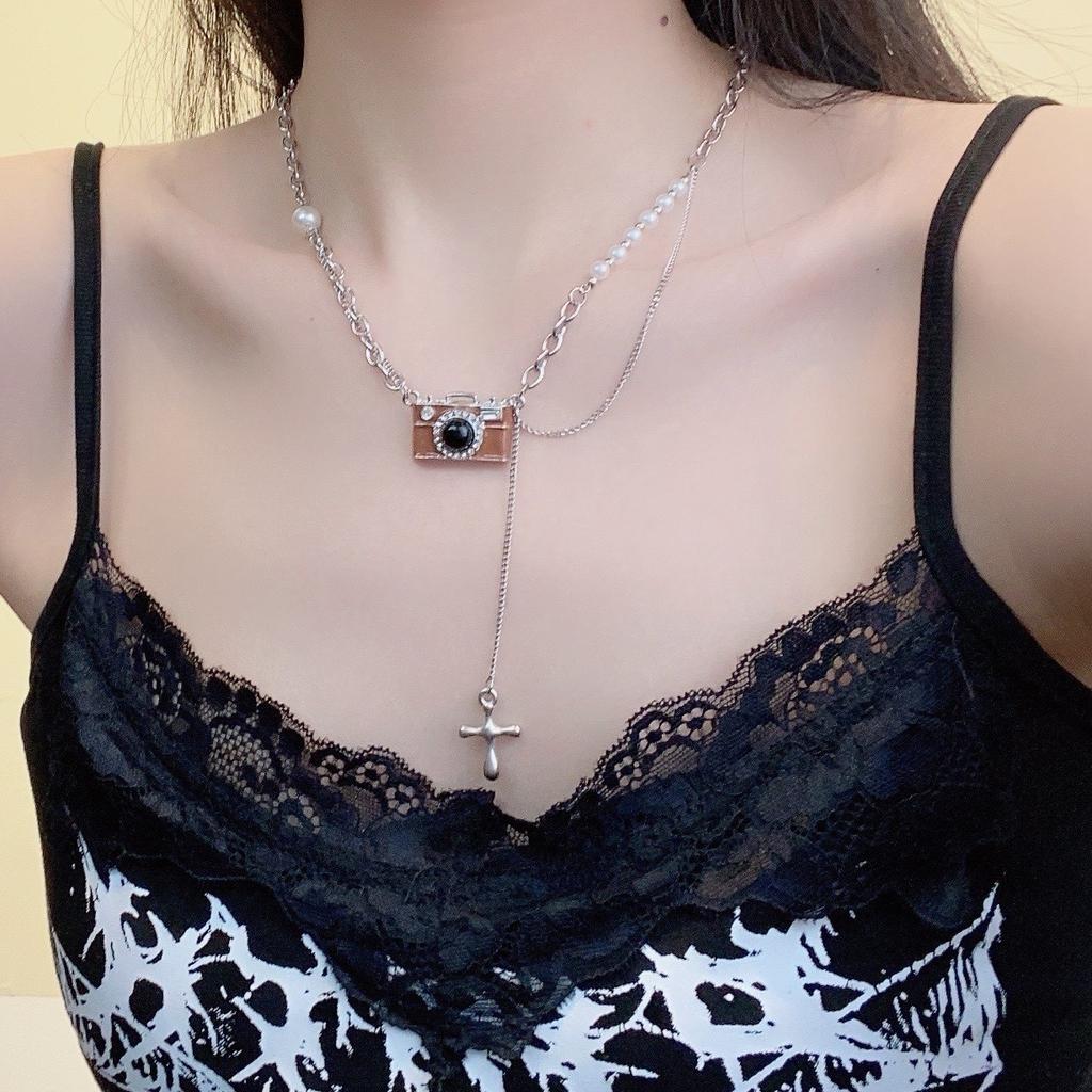 Premium Sweater Chain Titanium Steel Comb Necklace Women'S Silver Small Long Pendant Vintage Niche Design Accessories
