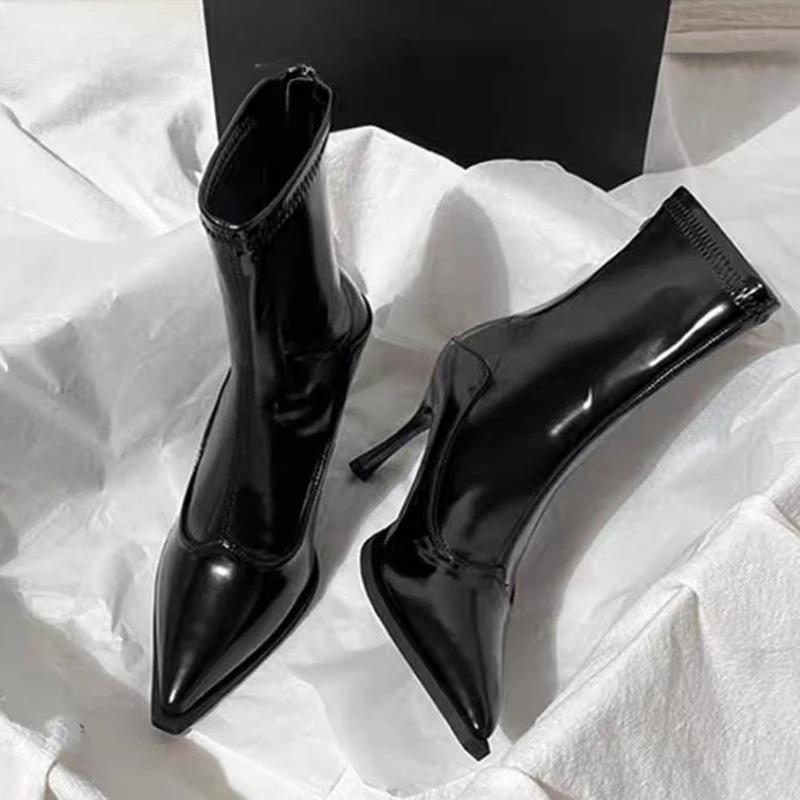 Autumn Winter Pointed Toe Women Thin Heel Ankle Boots Street Style Party Stripper Short Botas Mujer