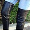 Autumn Winter Round Headed Low Square Heel Over-the-knee Boots Sewing PU 3CM Large Size Side Zipper Long Boots for Women Shoes