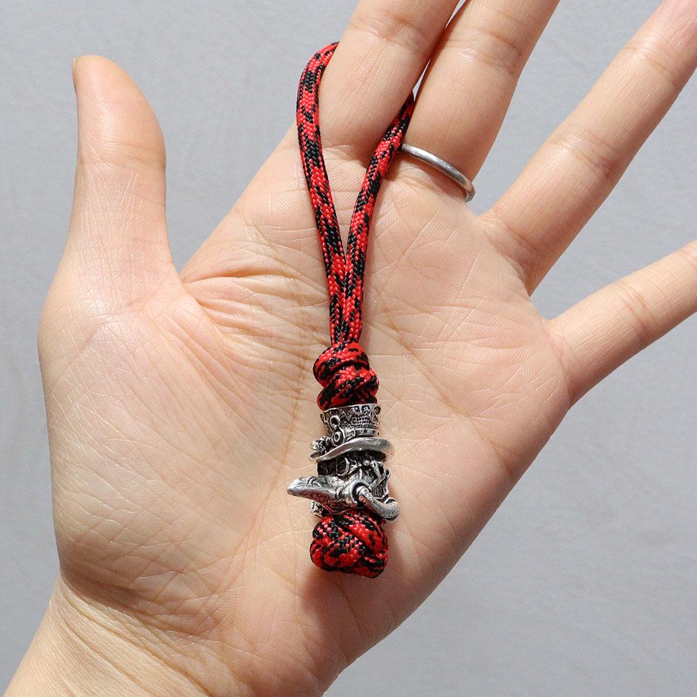 Spartan Pirate Red Camouflage Paracord Keychain Pendant in Viking Style