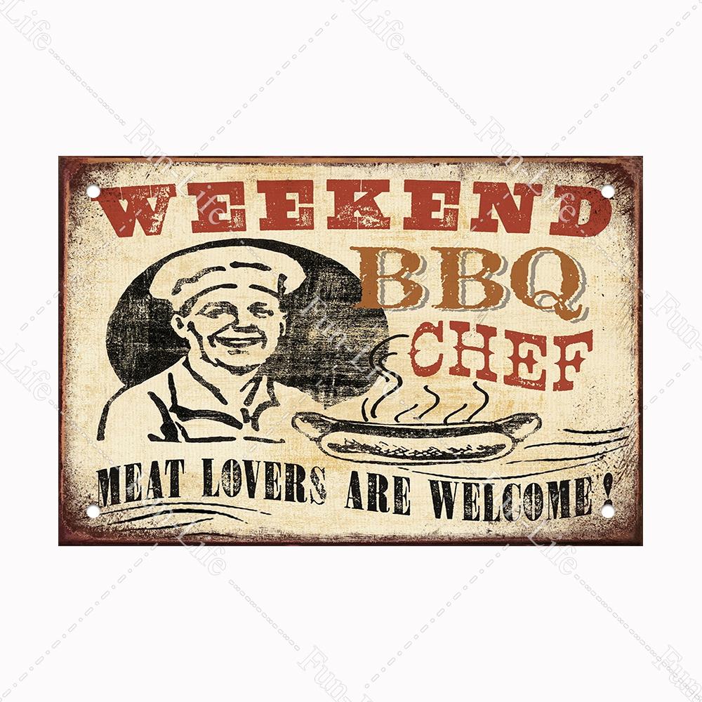 BBQ Warning Metal Tin Sign Oven Vintage Wall Decor Plaque Painting Barbecue Shop Restaurant Craft Pub Home Decor 20x30cm