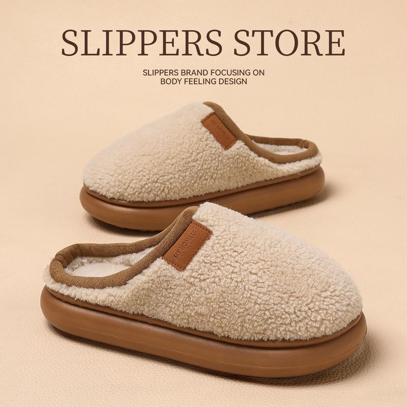 Indoor Home Cotton Slippers Winter Couple Home Plush Warm Non-slip Winter Fluffy Slippers Winter