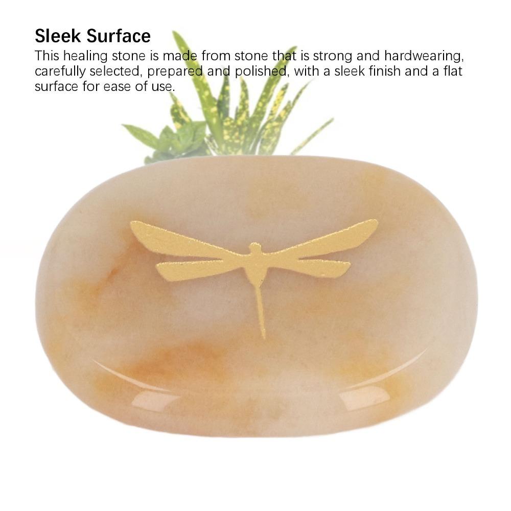 Lightweight Thumb Worry Stone Gold Dragonfly Carving Balance Stone Massage Stone Stress Relief