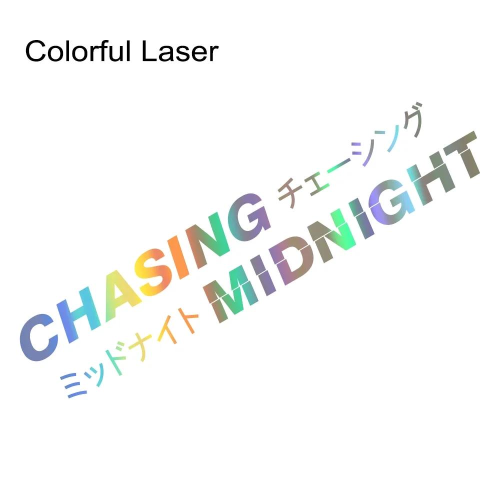 Chasing Midnight Slogan Japanese Kanji Car Windowscreen Stickers JDM Drift Windshield Vinyl Decal Auto Decoration Accessories