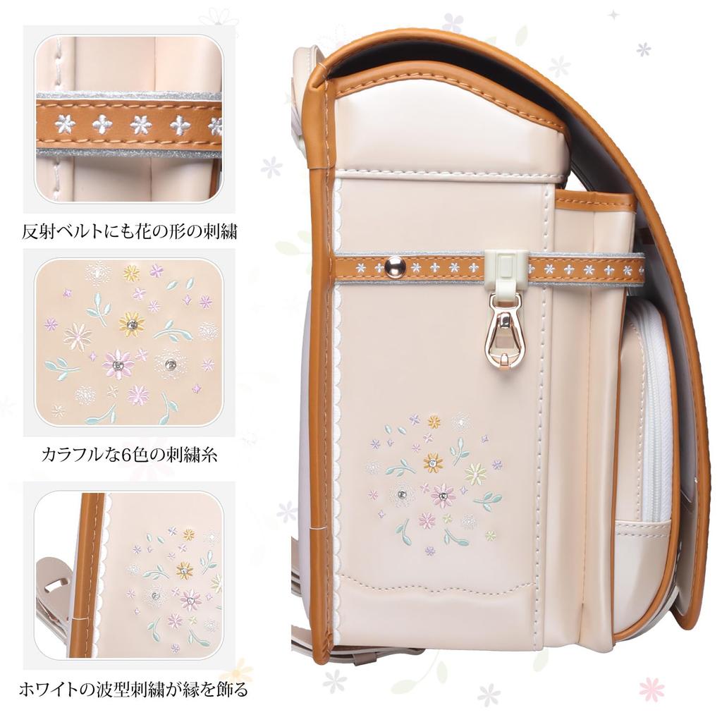 Coulomb School Latest Daisy Glossy Pearl Fits A4 Flat Large Suitable for Elementary School Students Girls' Backpack, Model, Fabric, Files,