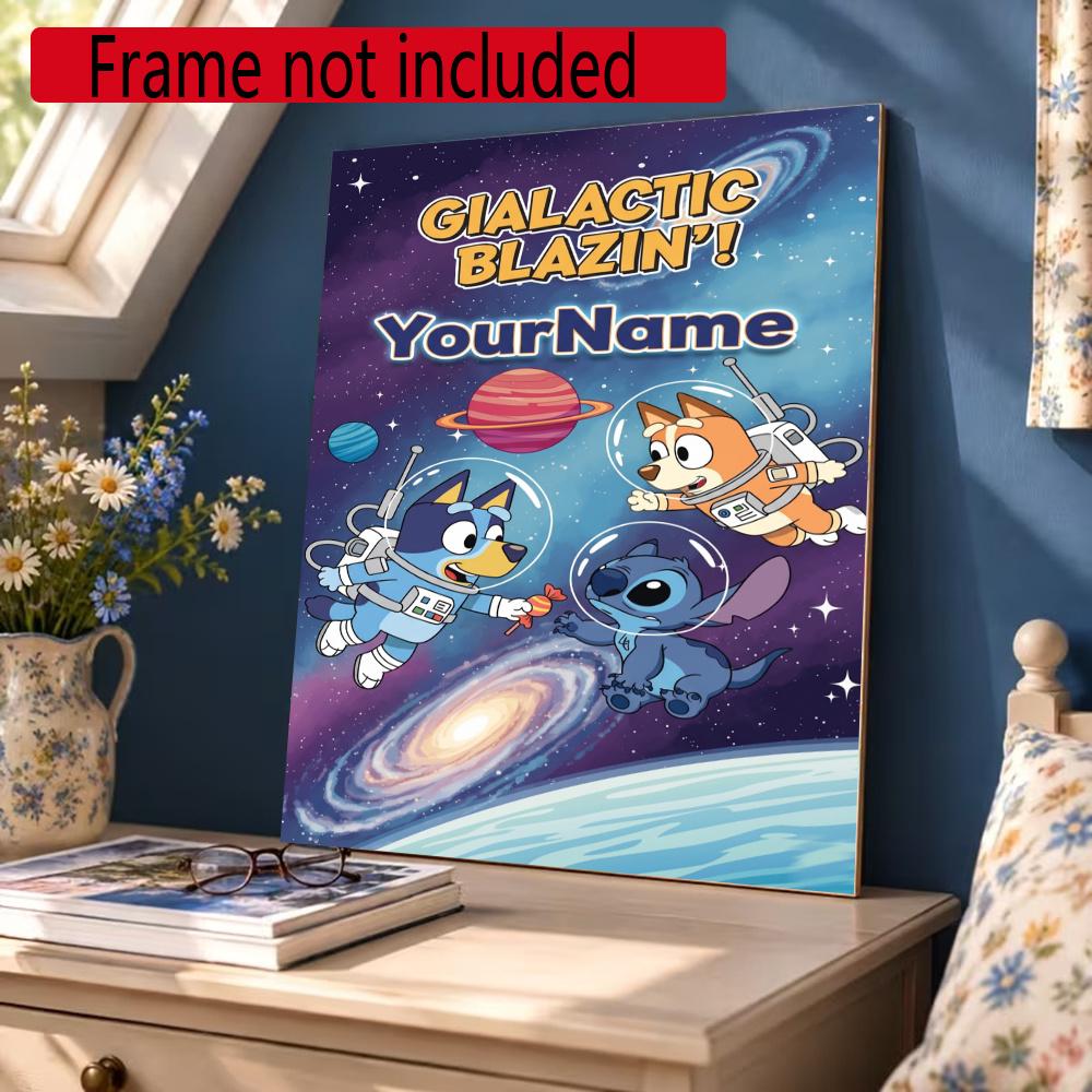 Bluey Customize Your Name Diamond Painting Round Diamond Diy Frameless Holiday Artwork Suitable For Home Office Wall Decoration