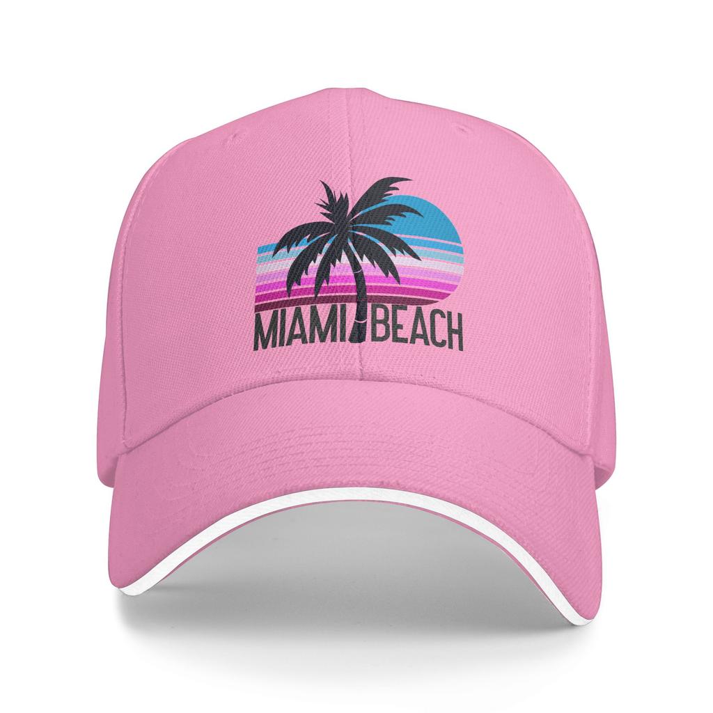 Spring Casual Baseball Cap Miami Beach Palm Running Hippie Trucker Hat For Women Men Adjustable  Classic Baseball Caps