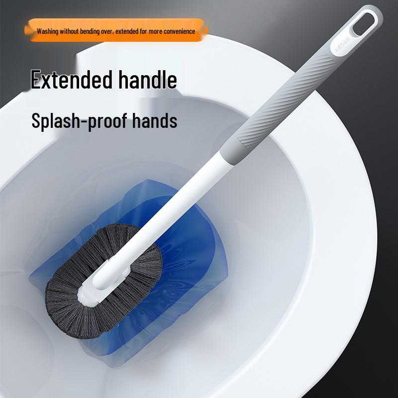 Wall-Mounted Curved Toilet Brush with Long Handle & Soft Bristles for Efficient Bathroom Cleaning
