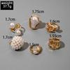 European and American design liquid lava flower opening ring ins baroque imitation pearl set gemstone ring