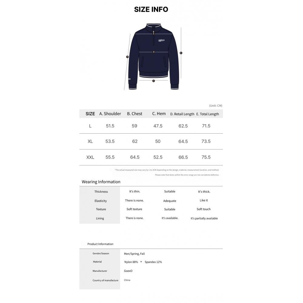 GOXO Golf Rubber Woven Half Zip For Men Navy
