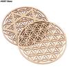 New 1PC Natural Wood Chakra Flower of life Natural Symbol Wood Round Edge Circles Carved Coaster For Stone Crystal Set DIY Decor