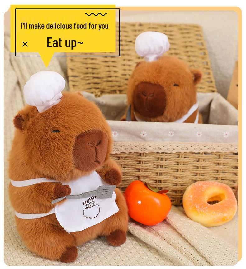 Chef Capybara Plush Toy - Cute Stuffed Animal Pillow Gift for Kids & Girls