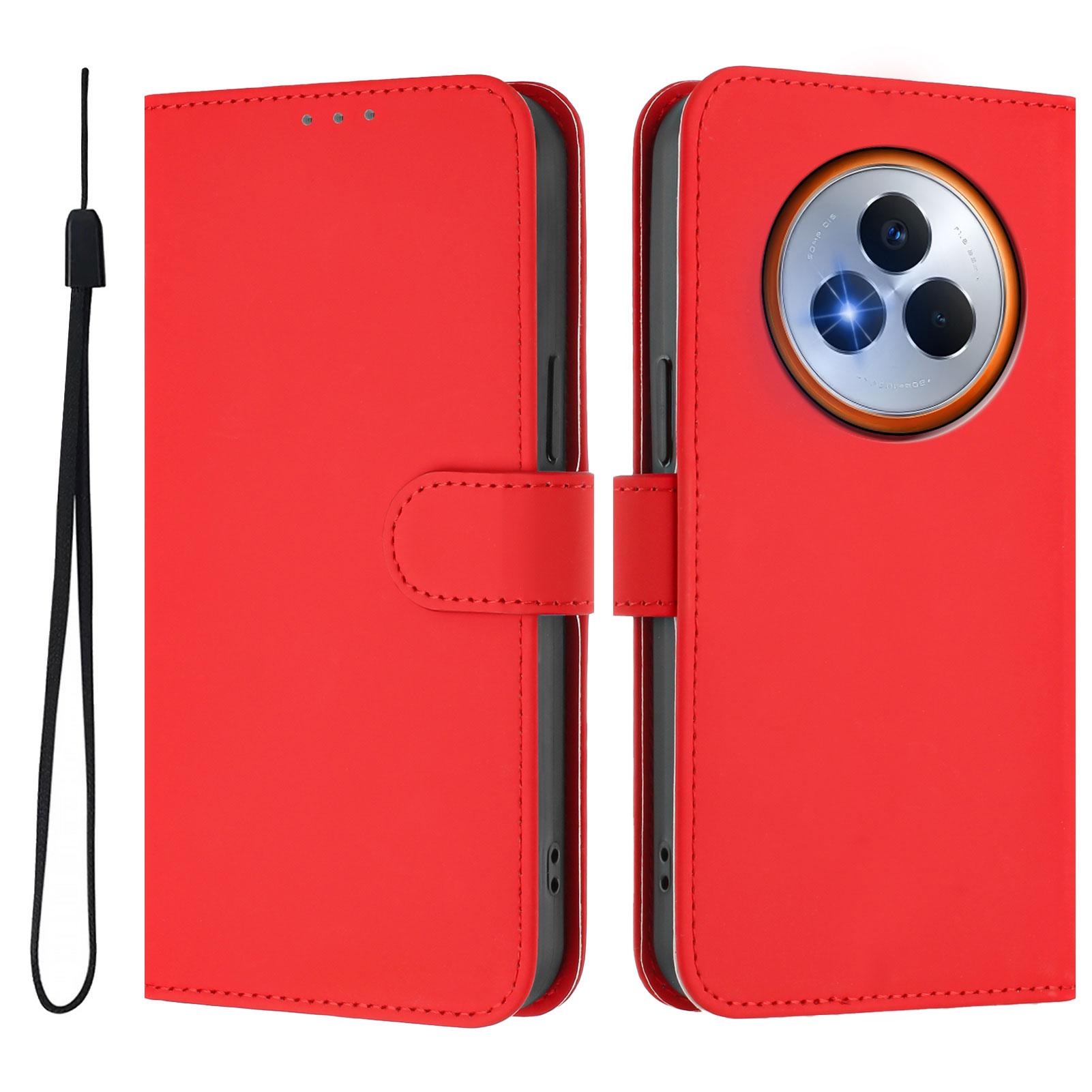 

For Realme Narzo 80 Pro 5G Case Solid Color Wallet Leather Phone Cover with Strap L