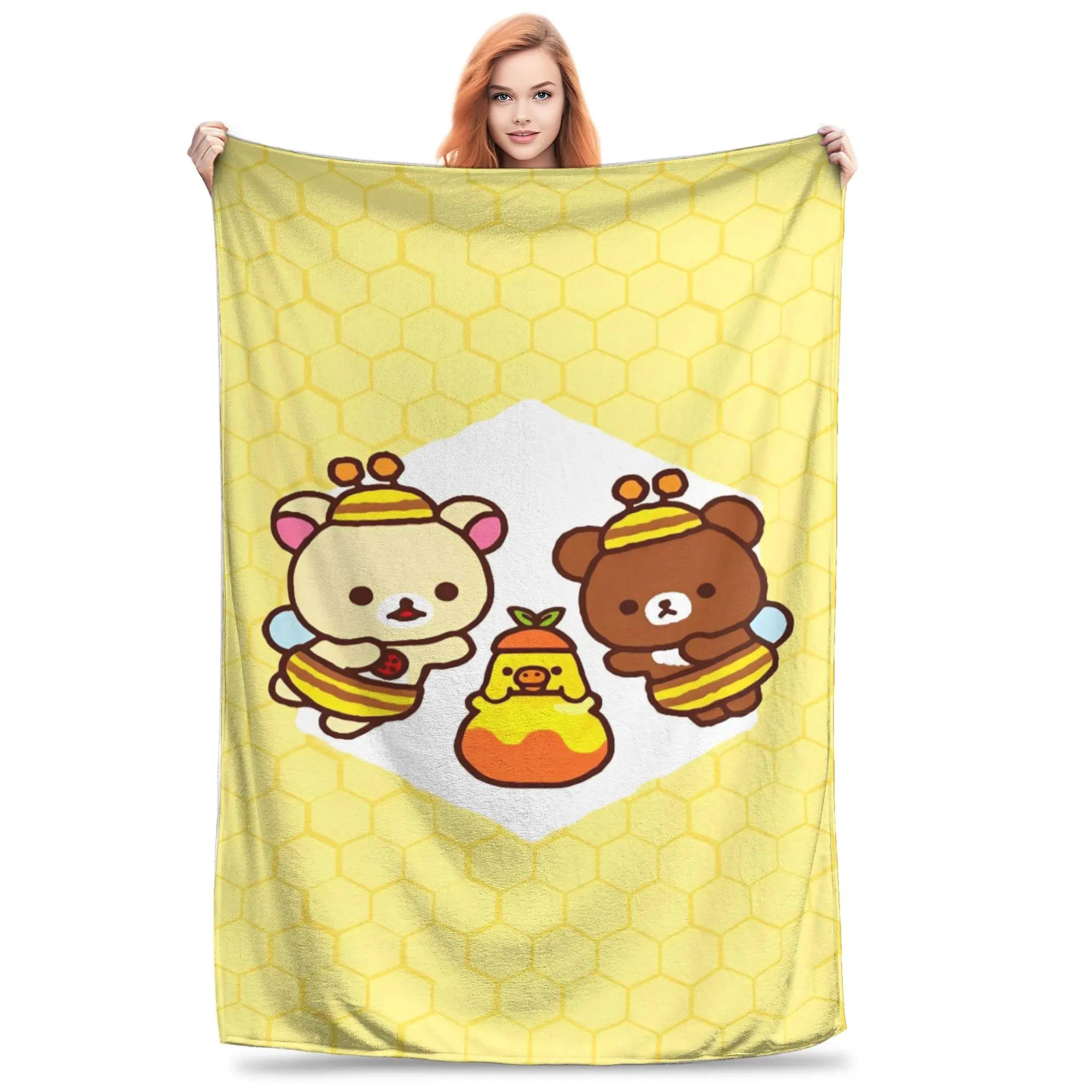 

Rilakkuma Blankets Warm Soft Funny Plush Throw Blanket For Girls Boys Couch Chair Sofa Bed Flannel Bedspread Bed Cover 70x100cm білий