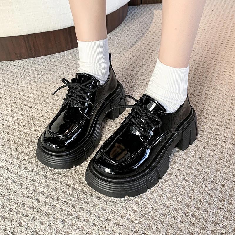 Fashion Spring New Thick Heel Shoes Women's Fashion Round Head Deep Mouth Front Strap Thick Sole Anti-slip Wear-resistant Single Shoes