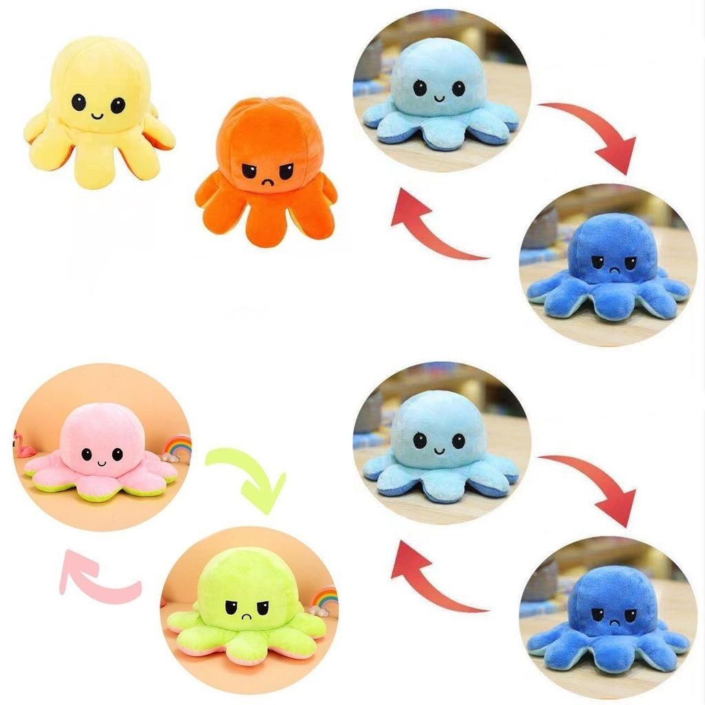 Entzückendes zweiseitiges Wende-Oktopus-Stofftier für Kinder mit weicher Textur
