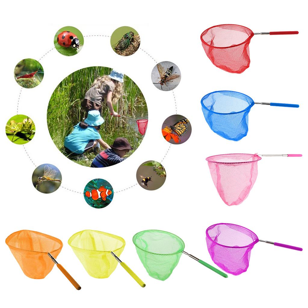 Folding Kids Fishing Net Lightweight Stainless Steel Extendable Butterfly Bug Catcher for Outdoor Pond Garden Exploration