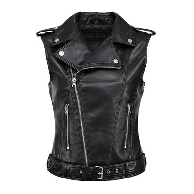 Streetwear Autunnale Donna Gilet Morbido Taglie Forti Cappotto con Bavero in Pelle di Pecora Giacca Gilet da Motociclista