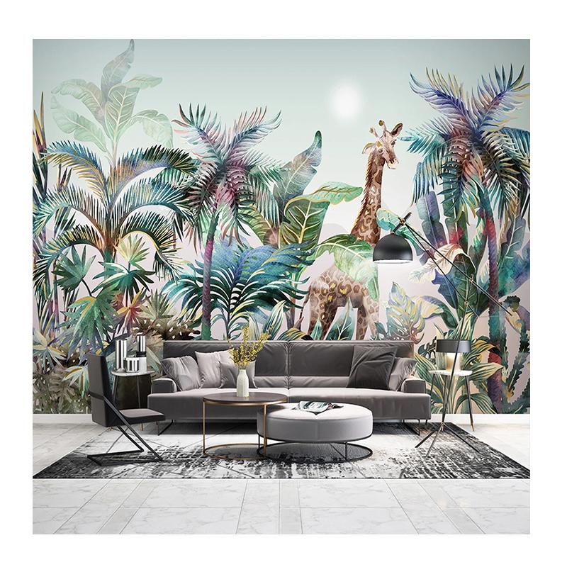 

3D Фреска Растения Лес Обои Лист банана Жираф Настенная роспись Гостиная Детская Спальня 200 cm(W) x 140 cm(H)