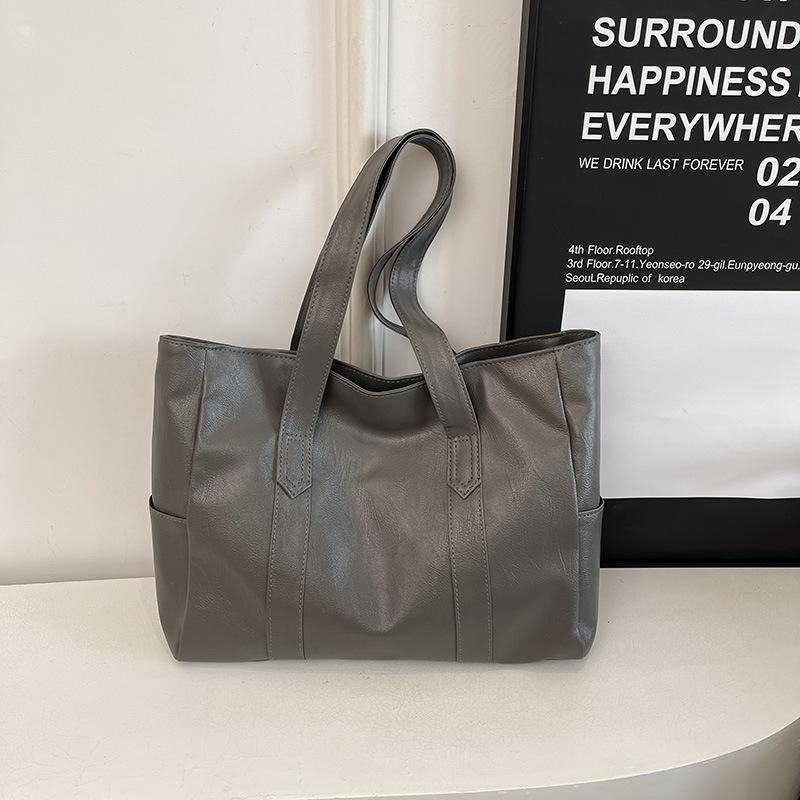 Vintage Ladies Bag Large Capacity Handbag , Vintage Plain Shoulder Bag , Ladies Commuter Casual Handbag 1Pc