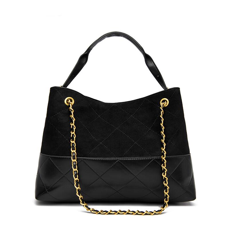 OGAR Women s Retro Large Capacity Color-Block Chain Tote Bag Large