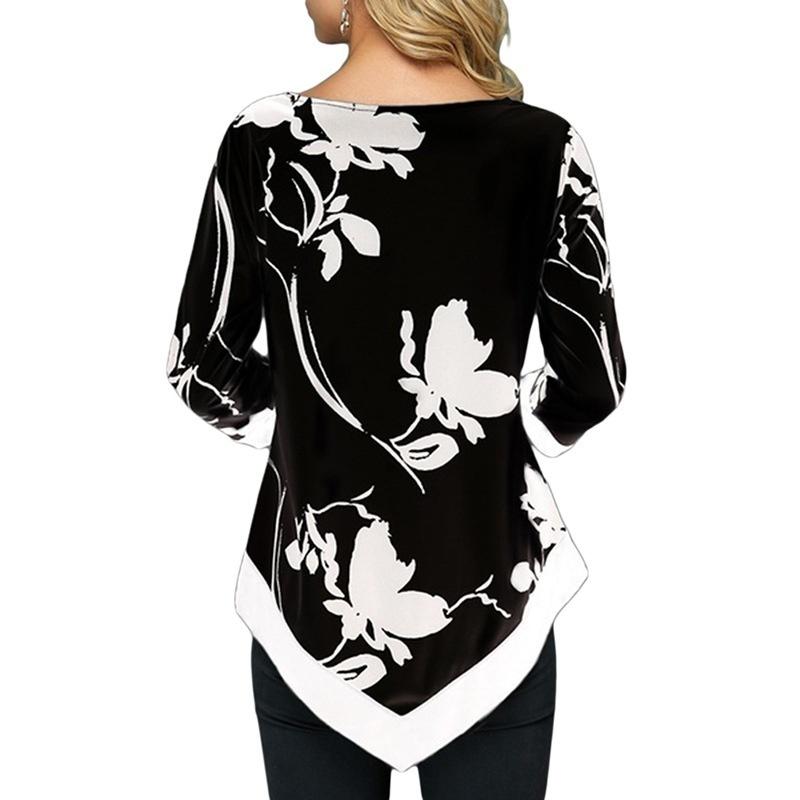 2021 New Women's Fashion 3D Printing Long Sleeve Crew Neck T-shirt Loose Casual Shirt Women's Social Wear