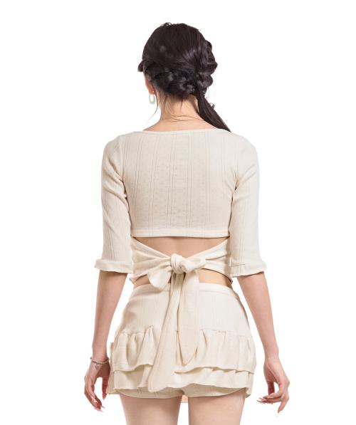 Poeoling Blossom Back-Ribbon Top (Ivory)
