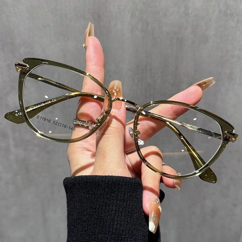 Internet celebrity European and American style cat glasses frame women's fashion light luxury anti-blue glasses ultra-light myopia glasses frame