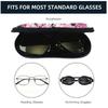 Portable Floral Sunglasses Case with Carabiner Ultra Light Waterproof Eyeglass Pouch Zipper Glasses Organizer for Women Men