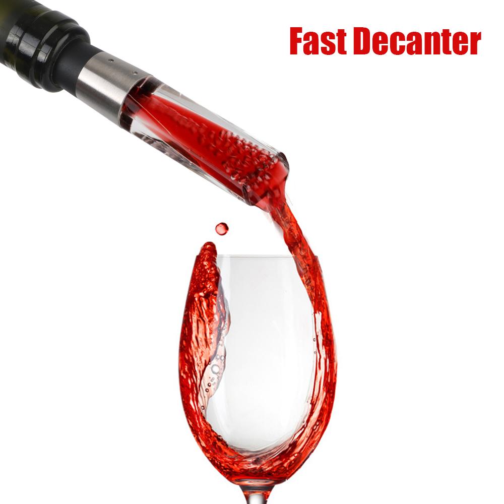 2 IN 1 Wine Decanter Mini Wine Filter Air Intake Bottle Pourer Aerator Fast Decanter Stainless Steel Kitchen Gadgets Universal Portable