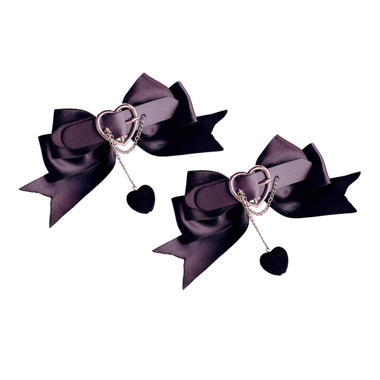 

1 пара заколок для волос в форме сердца и бантика, заколка для волос с цепочкой-бантиком Харадзюку для челки, волос, конского хвоста, заколки для подростков A