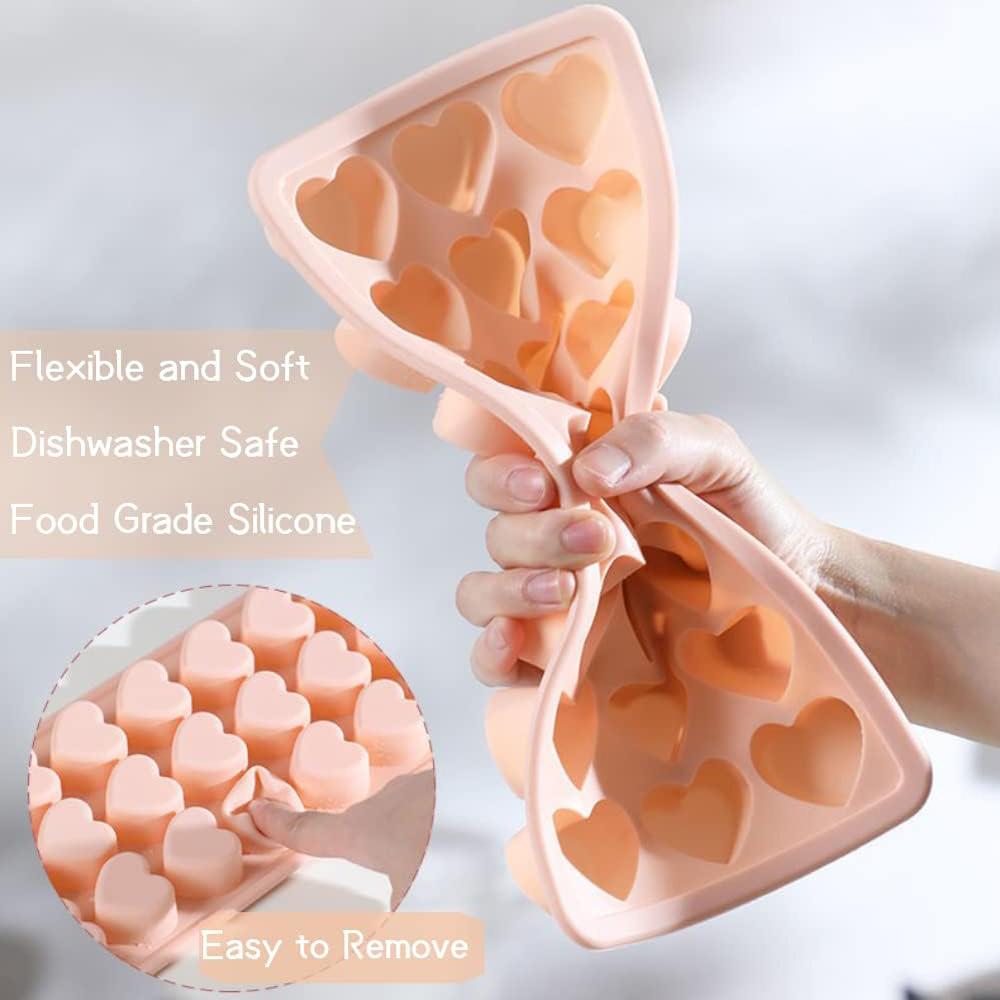 Heart-Shaped Ice Cube Trays With Lid 21-Holes Silicone Ice Ball Maker Mold