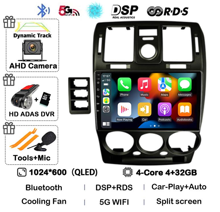 Android 14 Carplay Auto WIFI+4G For HYUNDAI GETZ 2002-2011 LHD/RHD Car Radio Multimedia Player GPS 360 Camera Stereo DSP Audio