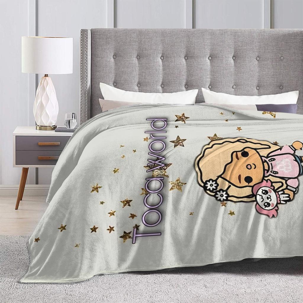 Toca Boca World Strickdecke Fleece Cartoon Spiele Super Weiche Überwurfdecken für Zuhause Couch Bett Teppich