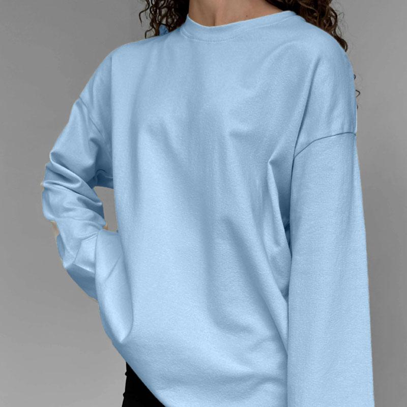 2025 spring and autumn new European and American style pure cotton long-sleeved T-shirt women's comfortable casual all-match loose top kj3316