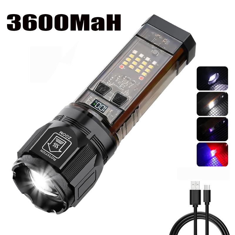 Multi-function Solar LED Flashlight Telescopic Zoom Torch 6 Modes Light Outdoor Emergency Power Bank LED Solar Lantern