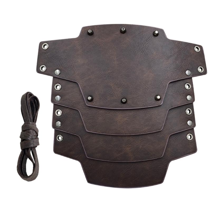 4-lagige Ritter-Handschuhe Mittelalterliche Armschienen Renaissance-Kostüm PU-Armschienen