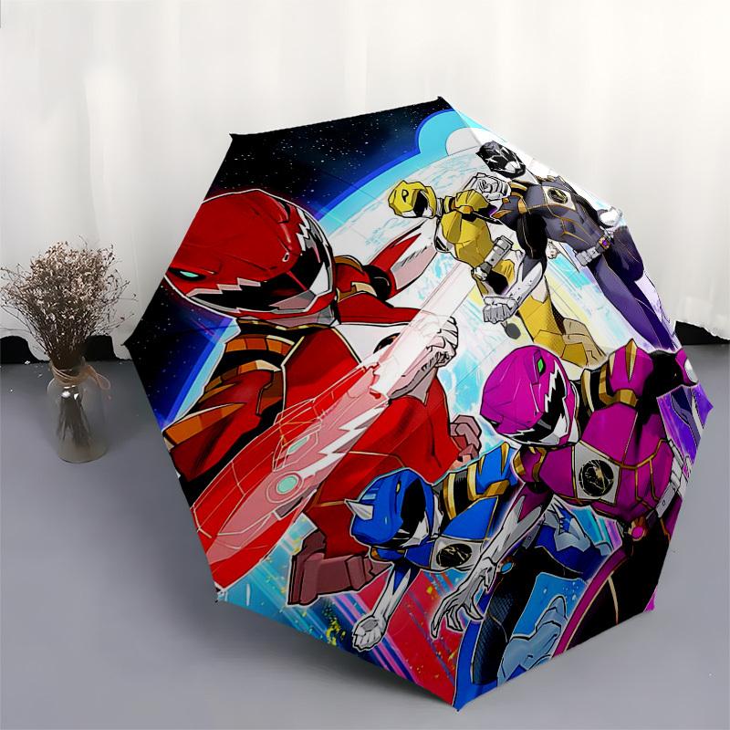 1pc Power Rangers Automatic Opening Folding Umbrella with 8-Bone Iron Frame, Portable for Outdoor Use, Travel, Daily Life, and Gift Giving.Y052