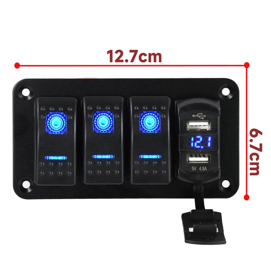 Chaoxinyizu Switch Panel, Waterproof Boat Switch, Car Boat, LED Voltmeter, Switch Panel, Switch Panel