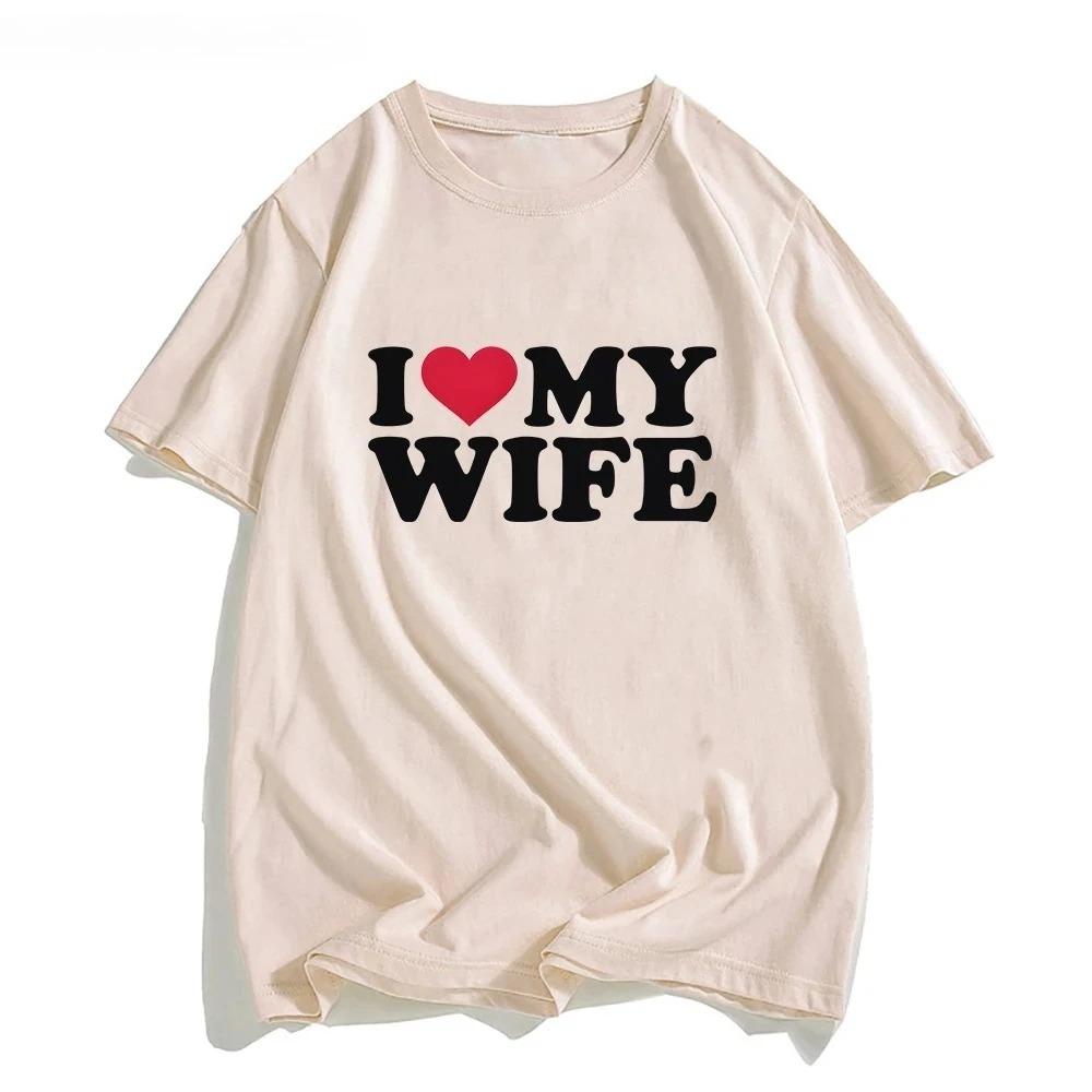 I Love My Wife Trendy Womens Printed Tshirt Round Neck Short Sleeve Womens Tshirt Suitable for All Seasons