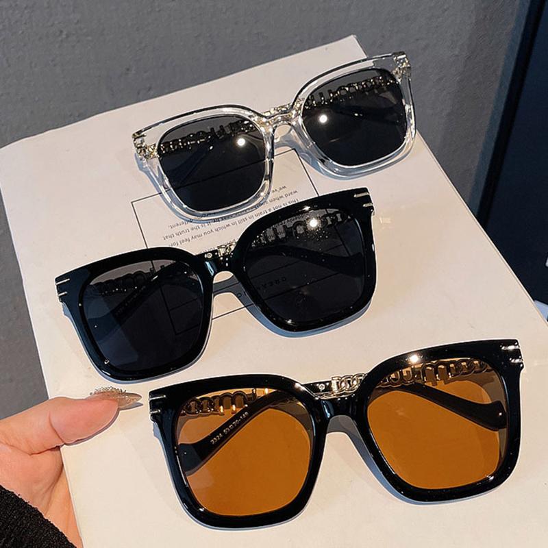 Big Frame Square Sunglasses Women Fashion Vintage Trending Sun Glasses Luxury Brand Designer Metal Chains Elegant Shades Uv400