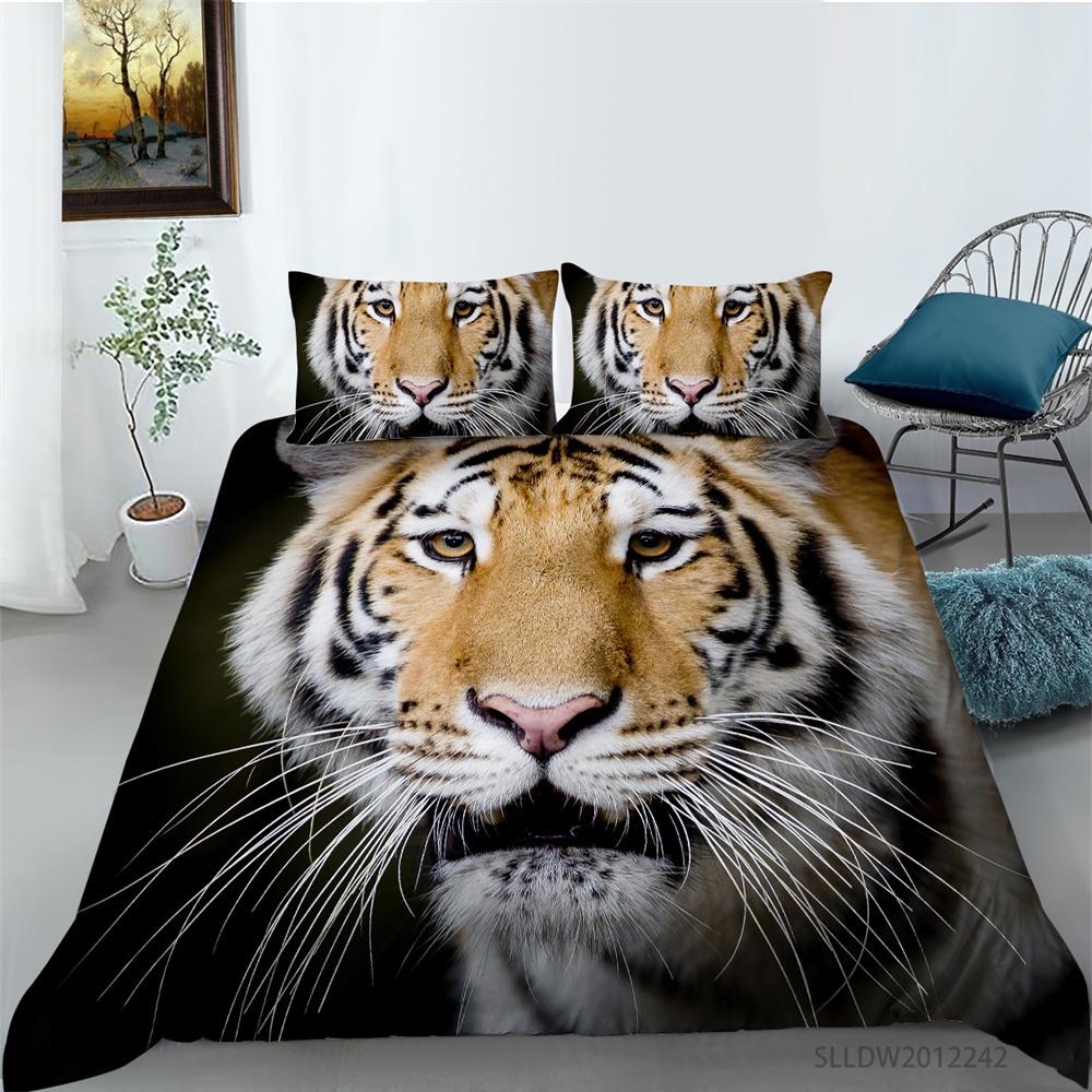 2023 w nowym stylu pościel garnitur 3D nadruk tygrysa kapa na kołdrę wzór lwa tekstylia domowe dzieci pojedynczy rozmiar poszewka na pierzynę poszewka na poduszkę