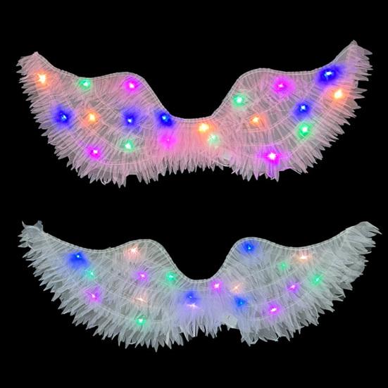 LED Light Up Angle Wing Elastic Strap Glowing Adults Butterflies Wing Kids Fairy Colorful Luminous Wing Stage