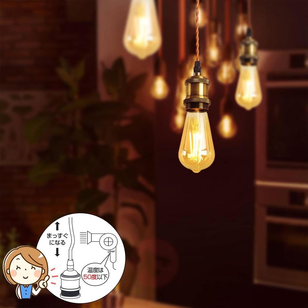 LVWIT Pendant E26 with LED Edison Bulb 6W Power Bulb Lighting Fixture for Wired Duct Ceiling Hanging with Cord 100cm Adjustable Color Adjustable