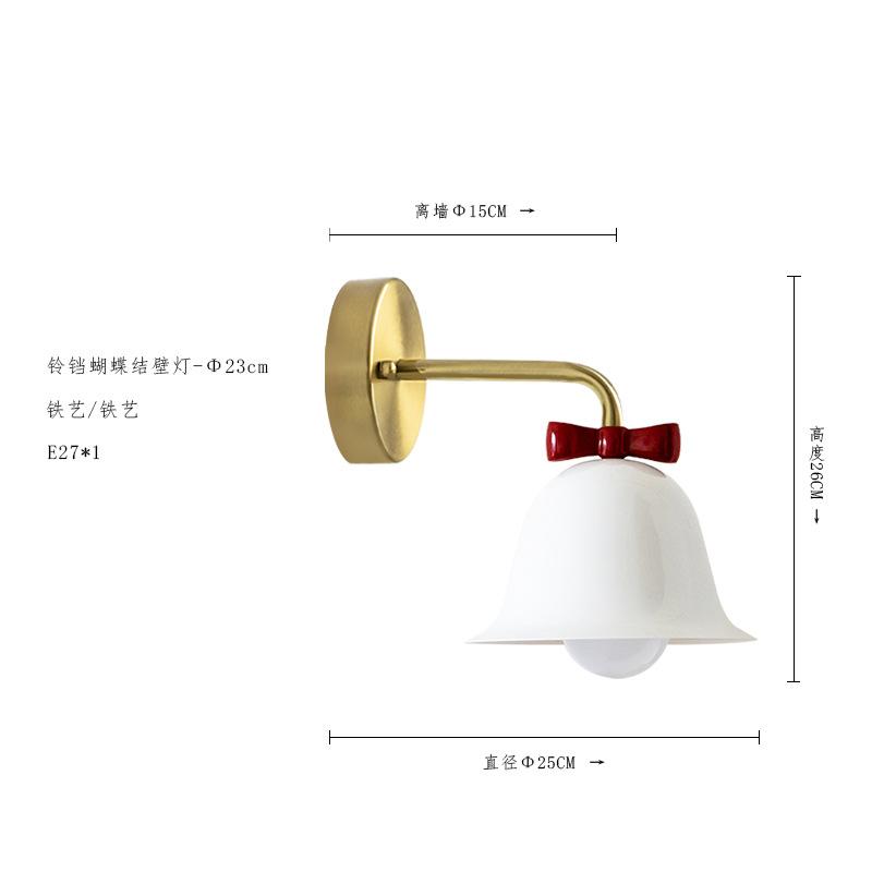 Nordic Ins Cream Glass Bowknot Bell Wall Lamp Bedside Bedroom E27 LED Wall Mounted Kitchen Island Kids/Princess Room Store Cafe