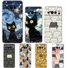 Cat-Printed Phone Case For Google Pixel 9 8 7 6 Pro 8A 6A 7A 5G Silicone Shockproof Black Cover Fundas