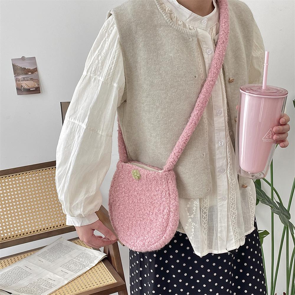 2 cute eggshell bags Macaron plush oval cute little crossbody shoulder bag underarm bag